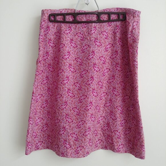 J. Crew 100% silk skirt size 8 pink paisley print - Picture 8 of 13
